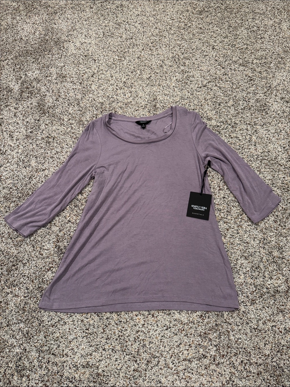 Simply Vera Vera Wang Mauve Scoop Neck 3/4 Sleeve Top
